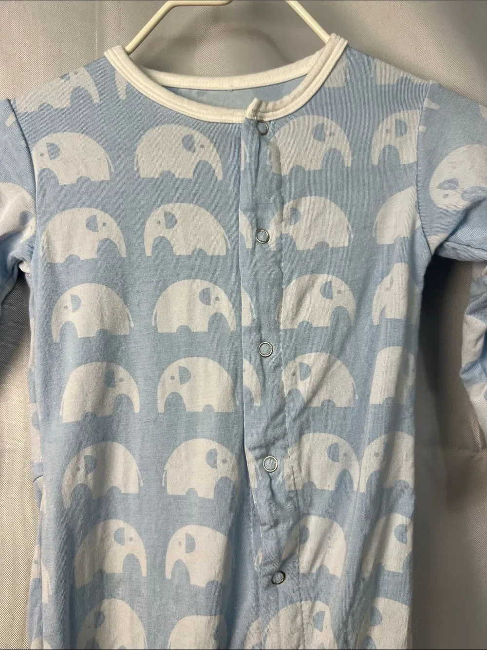 Kickee Pants blue bamboo elephant one piece sleeper size 3-6 months